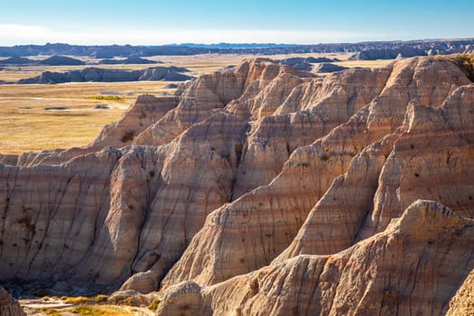 The rugged and stark beauty of Badlands National Park is from eroded geologic deposits, formed over 75 million years.