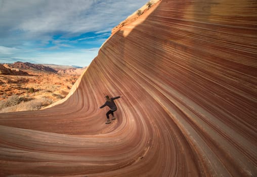 Unusual rock formations produced through millions of years of erosion form the landscape at the Coyoter Buttes North, Arizona