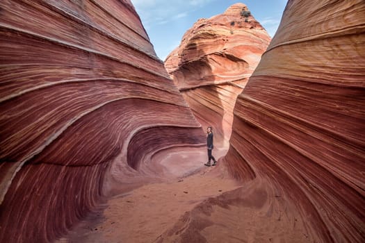 Unusual rock formations produced through millions of years of erosion form the landscape at the Coyoter Buttes North, Arizona