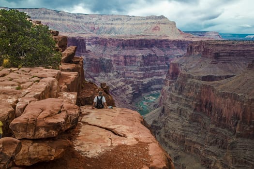 Stormy skies threaten the Grand Canyon at Toroweap at Grand Canyon National Park, Arizona