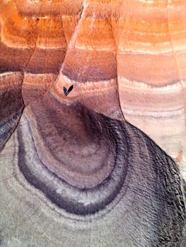 The Bentonite Hills near Hanksville, Utah, provide colorful and unusual geologic patterns in the landscape.