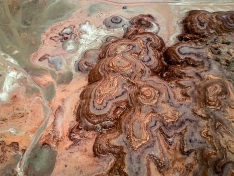 The Bentonite Hills near Hanksville, Utah, provide colorful and unusual geologic patterns in the landscape.