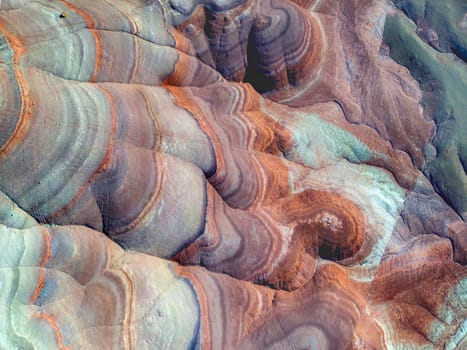 The Bentonite Hills near Hanksville, Utah, provide colorful and unusual geologic patterns in the landscape.