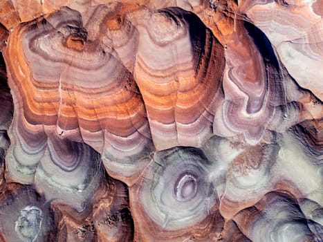 The Bentonite Hills near Hanksville, Utah, provide colorful and unusual geologic patterns in the landscape.