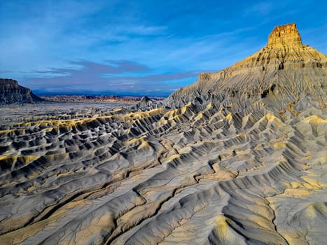 The lunar like landscape around Factory Butte near Hanksville, Utah