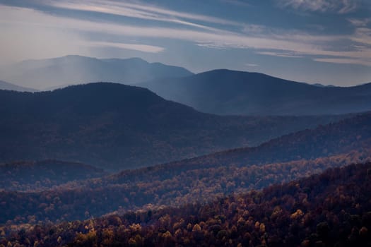 Fall colors, fog and smoke have arrived to Virginia's Shenadoah National Park and the surrounding countryside.