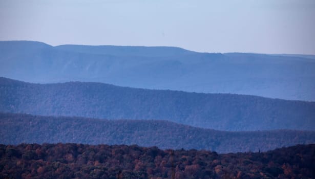 Multiple ridgelines appear in Virginia's Shenandoah Valley during Autumn