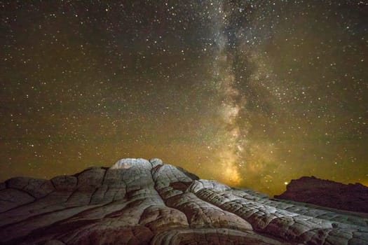 The Milky Way appears over White Pocket at Vermilion Cliffs National Monument, Arizona