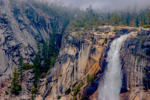 Nevada Falls is at high flow during the spring snow runoff at Yosemite National Park, California