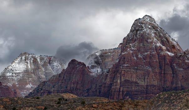 Early season snow has fallen at Zion National Park, Utah