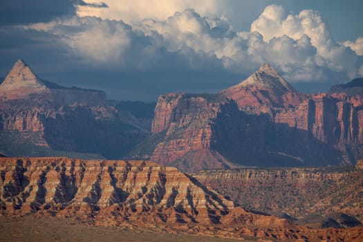 The towering sandstone canyon walls at Zion National Park, Utah