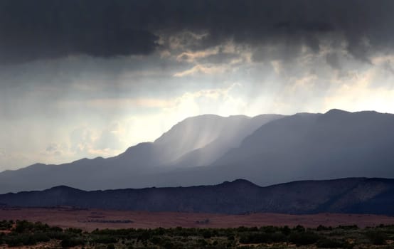 Monsoonal storms appear in Southern Utah near Zion National Park