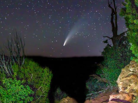 The Neowise Comet travels north of Zion National Park, Utah