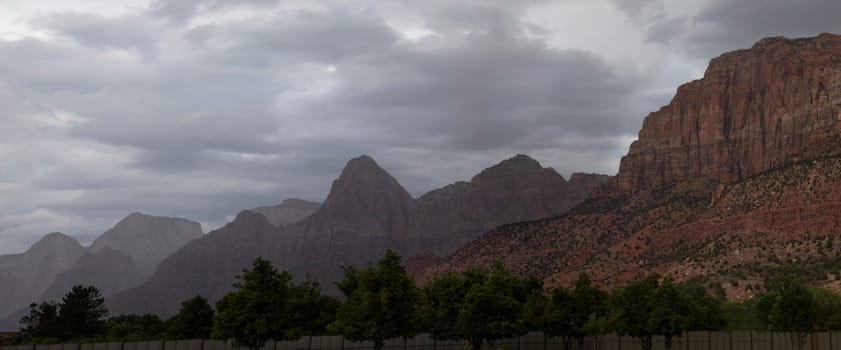 Clouds cover the landscape at Zion National Park, Utah