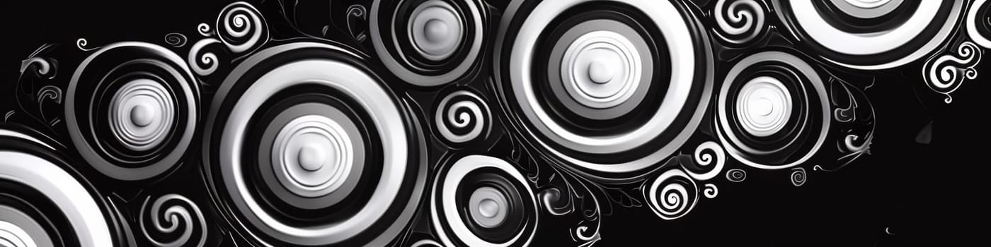 Absratct black and white spirals and circles as a background or texture