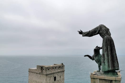 saint francis statue in monterosso Pictoresque village of cinque terre italy