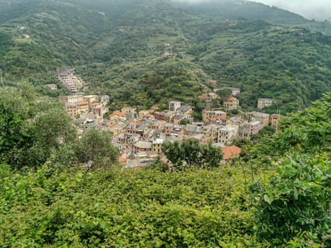 Pictoresque village of cinque terre italy aerial view panorama