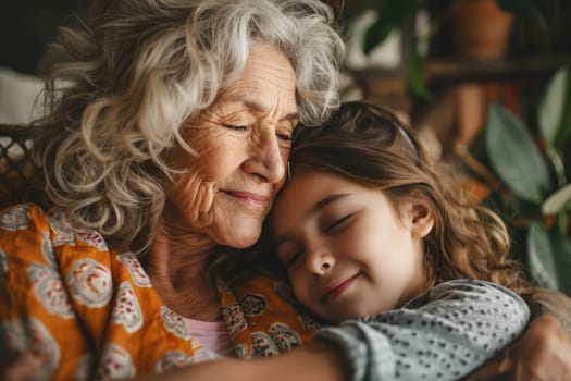 Happy mother's day! Child daughter congratulates mom and gives her flowers. Mum and girl smiling and hugging. Family holiday and togetherness. ai generated