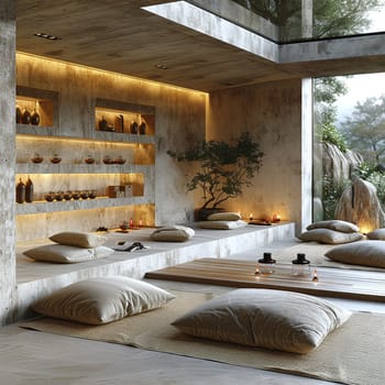 Minimalist meditation space with simple lines and a sense of calm.