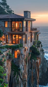 Stunning Cliffside Home with Seaside Sanctuary Views, overlooking crashing waves.