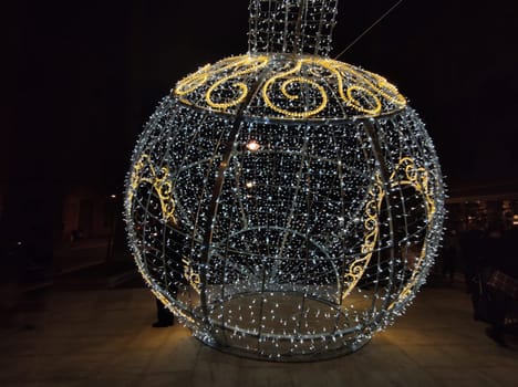 street christmas decoration at night in Italy