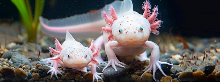 axolotl in an aquarium. Selective focus. nature.