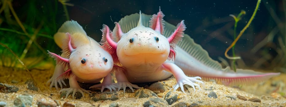 axolotl in an aquarium. Selective focus. nature.