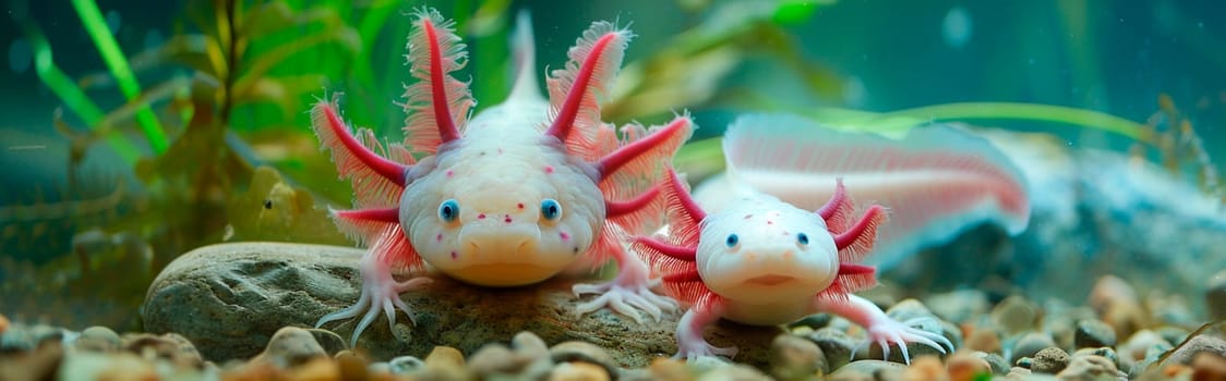 axolotl in an aquarium. Selective focus. nature.