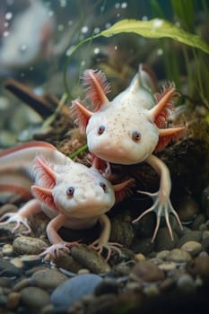 axolotl in an aquarium. Selective focus. nature.