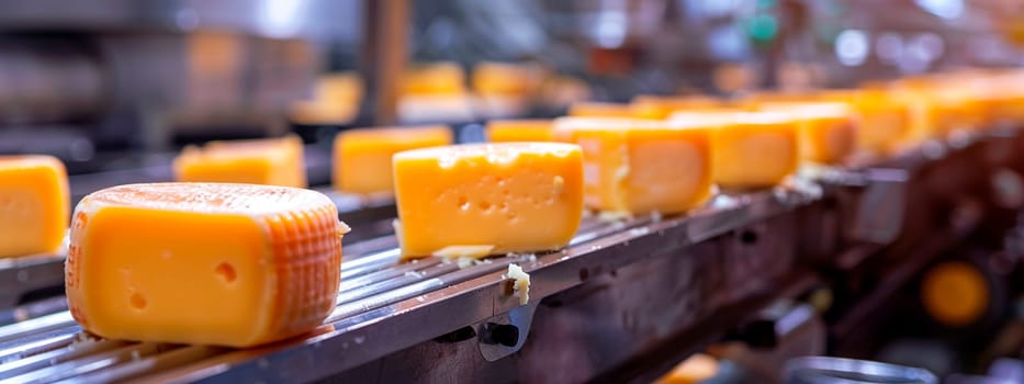 cheese in the factory industry. Selective focus. food.