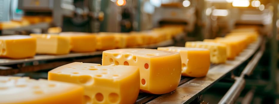 cheese in the factory industry. Selective focus. food.