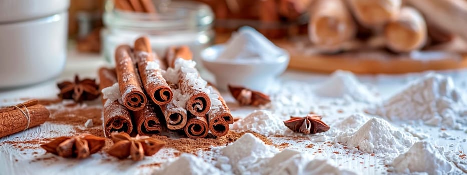cinnamon flour and anise for baking. Selective focus. food.