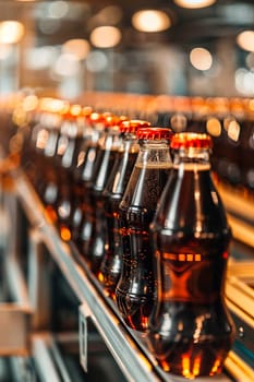 cola in the factory industry. Selective focus. drink.