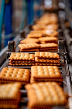 cookies in the factories industry. selective focus. food.