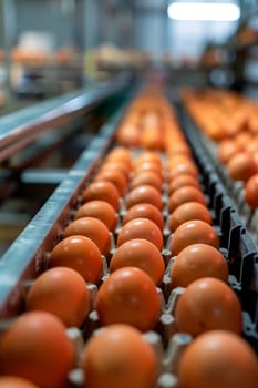eggs in the factory industry. selective focus. food.