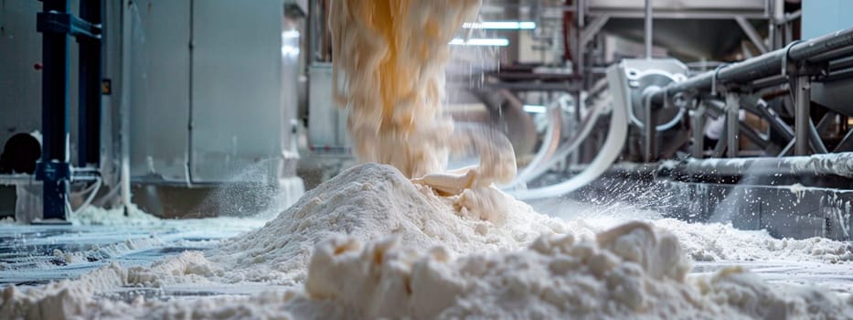 flour in the factory industry. selective focus. food.