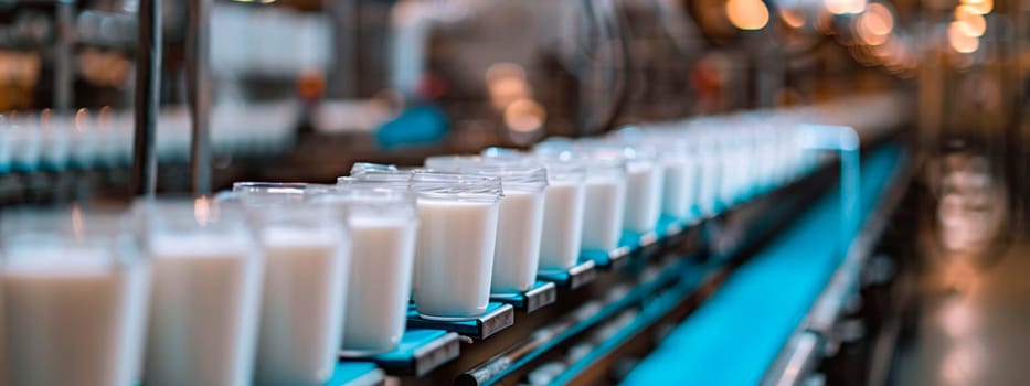 milk in the factory industry. selective focus. drink.