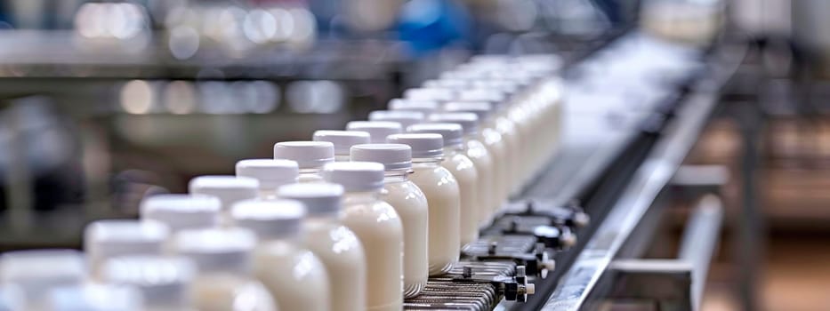 milk in the factory industry. selective focus. drink.