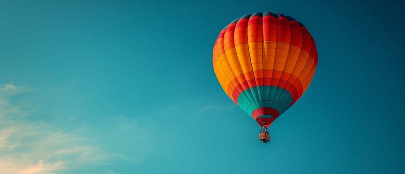 A colorful hot air balloon floating against a clear blue sky, representing freedom and adventure.