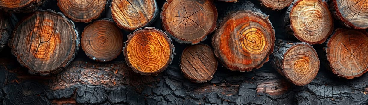 Freshly cut wood logs stacked, great for natural and rustic design themes.