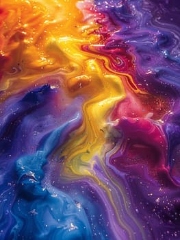 Abstract patterns of oil on water, showcasing the interaction of colors and fluids.