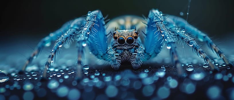 Glistening raindrops on a spider web, capturing the intricacy and beauty of nature.