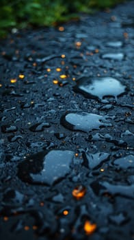 Wet asphalt after rain with reflections, suitable for moody and atmospheric backgrounds.