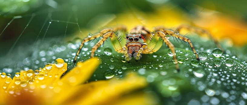 Glistening raindrops on a spider web, capturing the intricacy and beauty of nature.