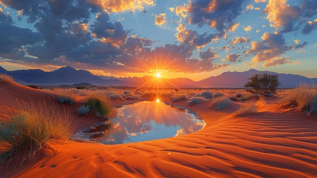 Patterns in the sand dunes under a setting sun, representing natural artistry.