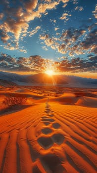 Patterns in the sand dunes under a setting sun, representing natural artistry.