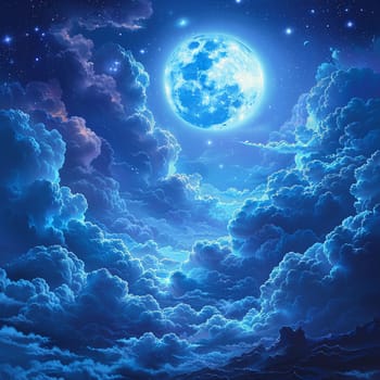 Moonlit clouds in a night sky, suitable for mysterious and dreamy designs.
