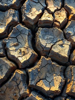 Cracked dry earth texture in desert, representing drought and environmental themes.