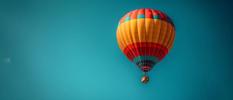 A colorful hot air balloon floating against a clear blue sky, representing freedom and adventure.