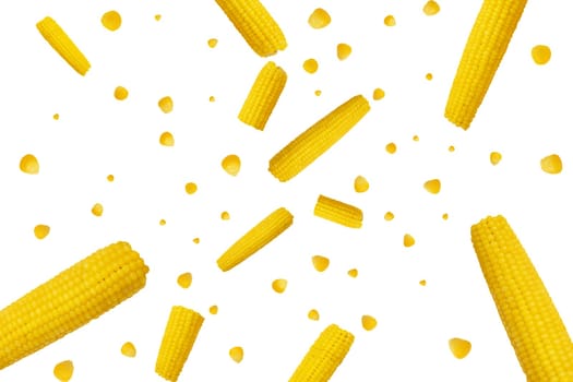 corn scatters isolated on white background, food